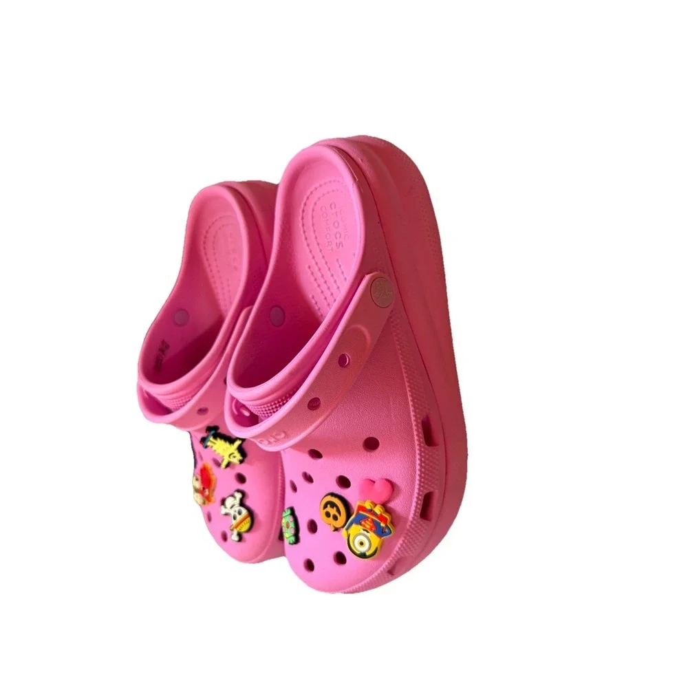Crocs Mega Crush Clogs Juniors 6 J6 Platform Pink Wedge Kids Youth Slip On